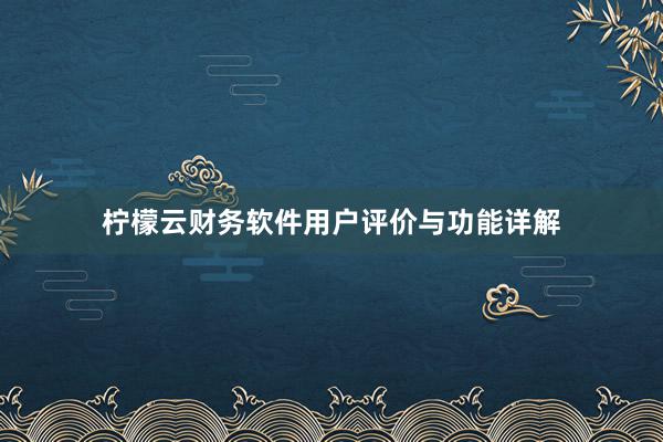 柠檬云财务软件用户评价与功能详解